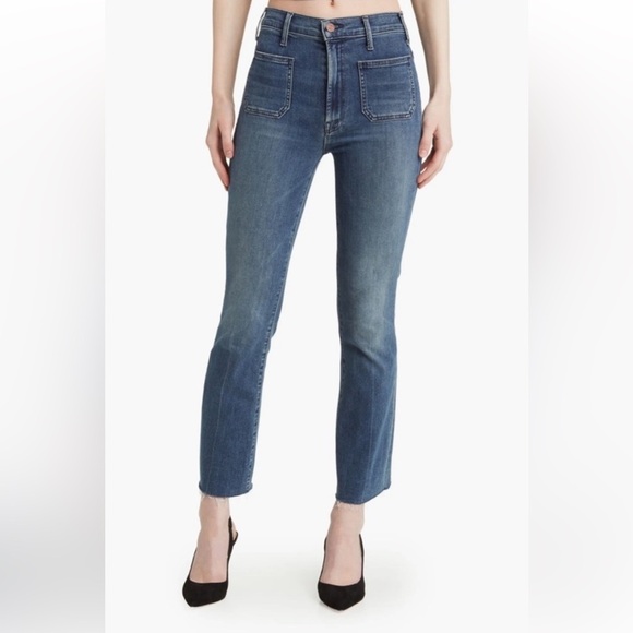 MOTHER Denim - Mother Hustler Patch Pocket High Waist Ankle Fringe Jeans NEW WITHOUT TAGS sz 34